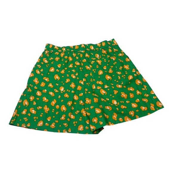 Tabitha Brown Target Linen Blend Green Orange Leopard Pleated Shorts size L - Picture 3 of 15